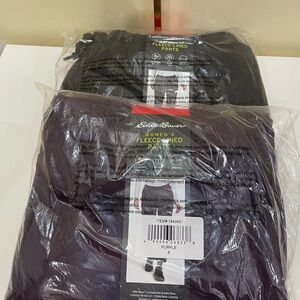 Eddie Bauer Women's Fleece-Lined Pants - Dark Purple and Black
